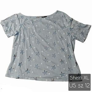 Shein Blue and White Star Blouse